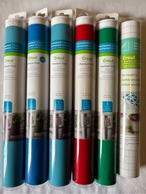 Cricut Premium Vinyl Rolls - Teal, Blue, Light Blue, Red, Green